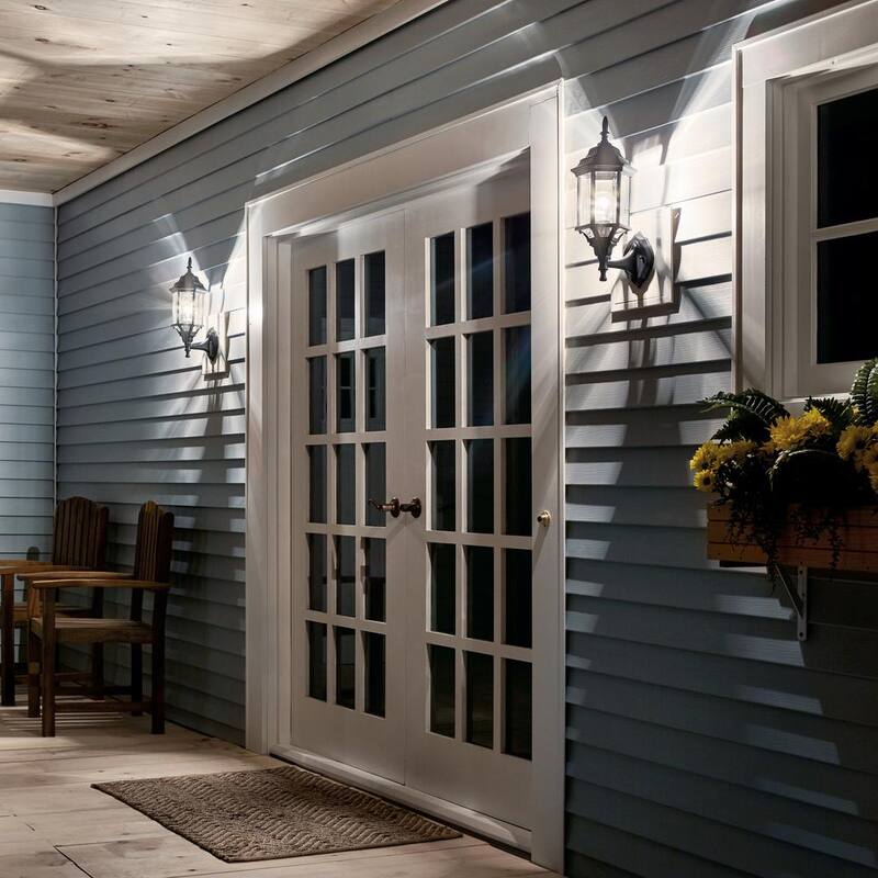 KICHLER Chesapeake 17 pulgadas 1 luz Farol de Pared Exterior Cableado Duro Negro con No Incluye Bombillas (Paquete de 1) - 49255BK
