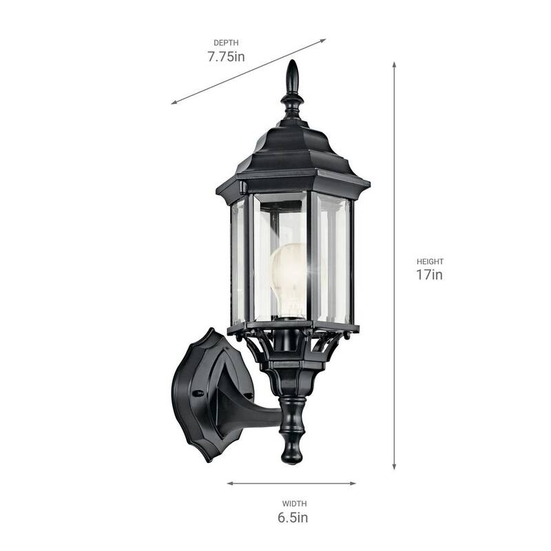 KICHLER Chesapeake 17 pulgadas 1 luz Farol de Pared Exterior Cableado Duro Negro con No Incluye Bombillas (Paquete de 1) - 49255BK