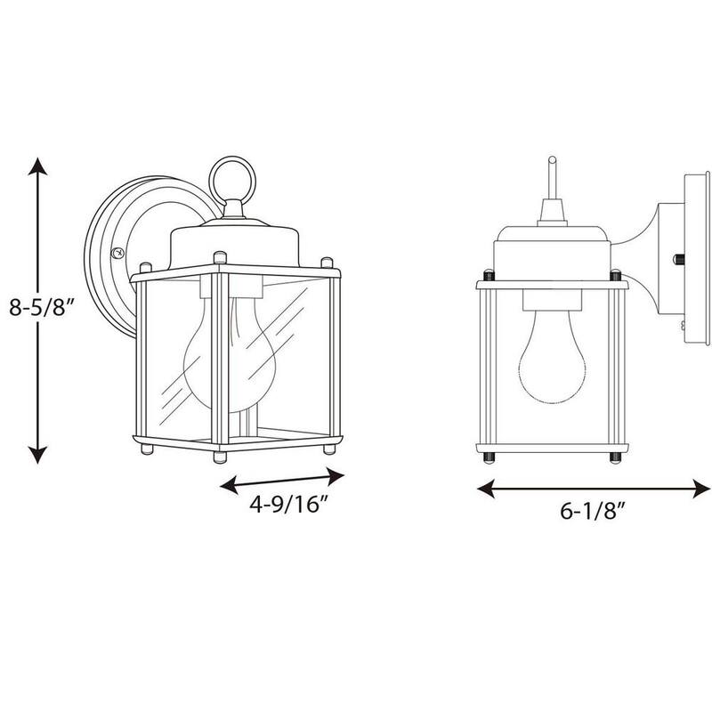Lámpara de pared tradicional de exterior Progress Lighting de 1 luz en níquel cepillado con vidrio plano transparente - P5607-09