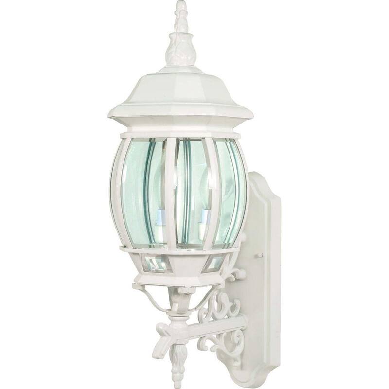 Luz de pared de linterna SATCO de 3 luces - 22 pulgadas con vidrio biselado claro blanco - 60/888