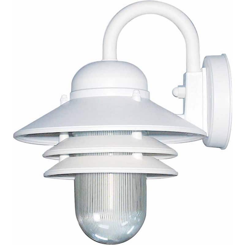 Lámpara de pared náutica exterior de policarbonato blanco con 1 luz - Montaje de pared.