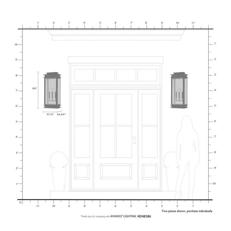 AVIANCE LIGHTING Luz Stickland 28.5 in. 3-Luz Negro Exterior Farol de Pared Alámbrico con No Incluye Focos - HD48386