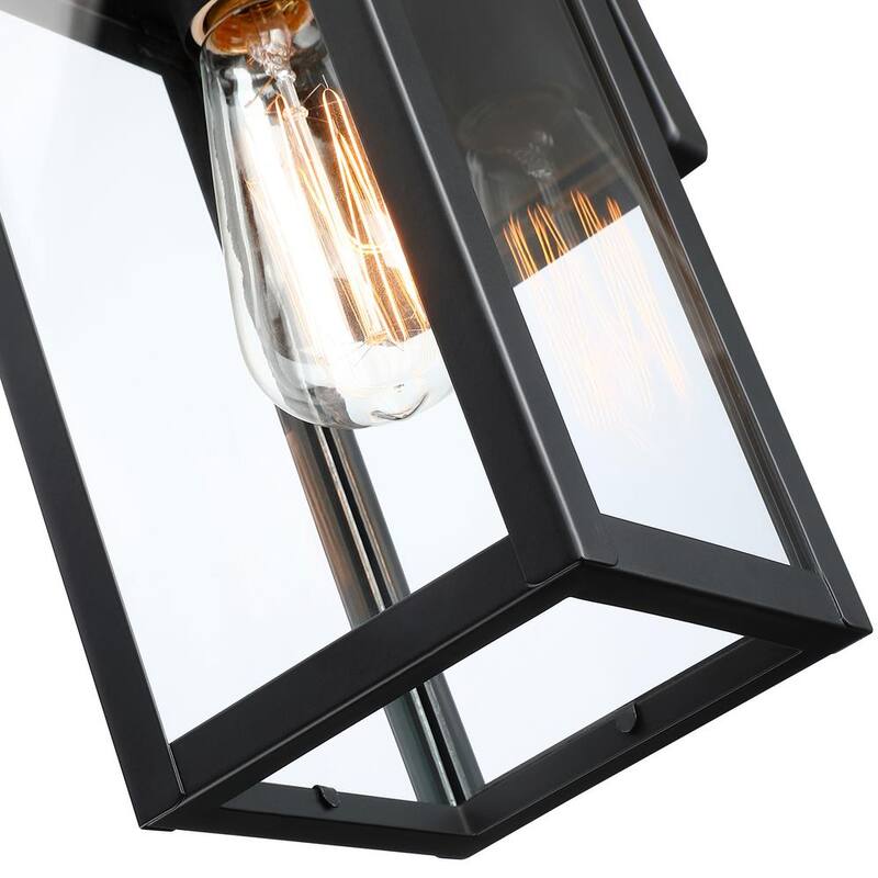 Lámpara de pared exterior Uixe 12 pulgadas con sensor de movimiento, luz tenue al amanecer y al atardecer, 1 luz, acabado negro mate - SSL-12121-MS