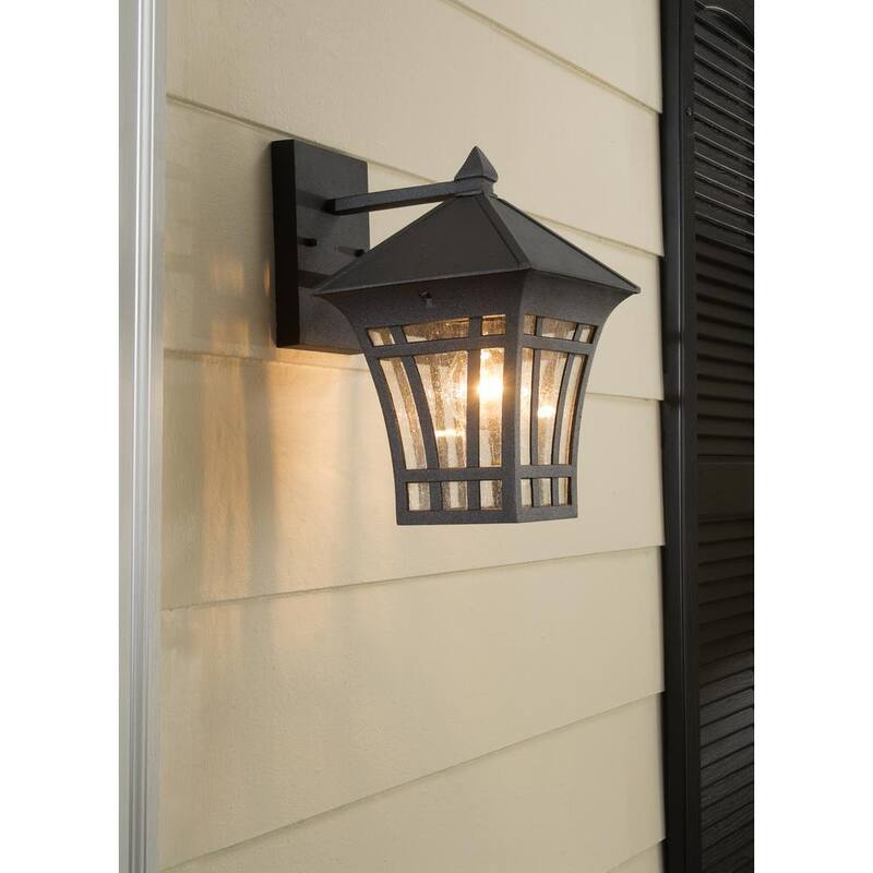 Iluminación de generación Herrington 7.25 pulgadas W 1-Luz Lámpara de pared de linterna exterior negra de 11.75 pulgadas - 88132-12