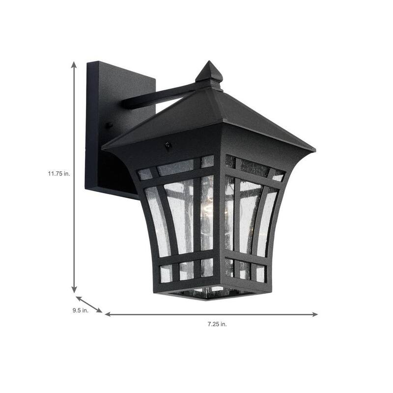 Iluminación de generación Herrington 7.25 pulgadas W 1-Luz Lámpara de pared de linterna exterior negra de 11.75 pulgadas - 88132-12