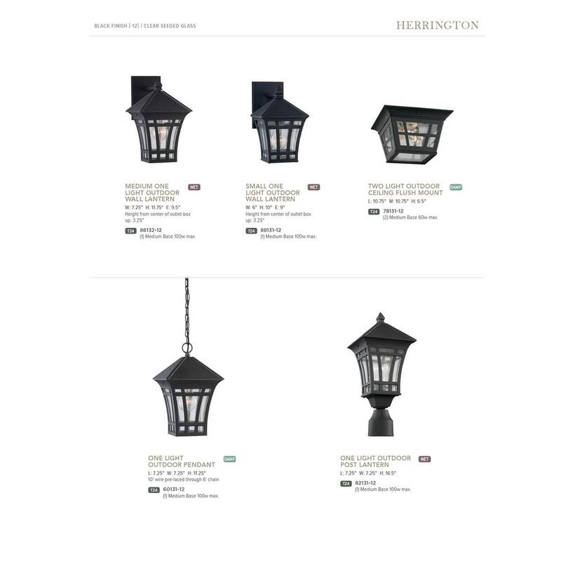 Iluminación de generación Herrington 7.25 pulgadas W 1-Luz Lámpara de pared de linterna exterior negra de 11.75 pulgadas - 88132-12