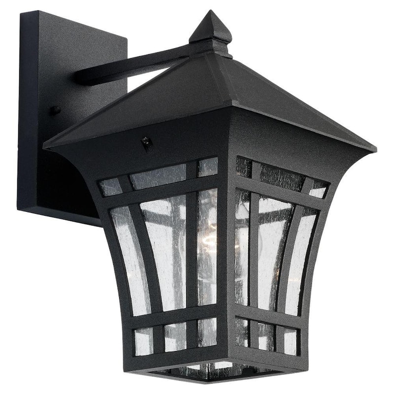 Iluminación de generación Herrington 7.25 pulgadas W 1-Luz Lámpara de pared de linterna exterior negra de 11.75 pulgadas - 88132-12