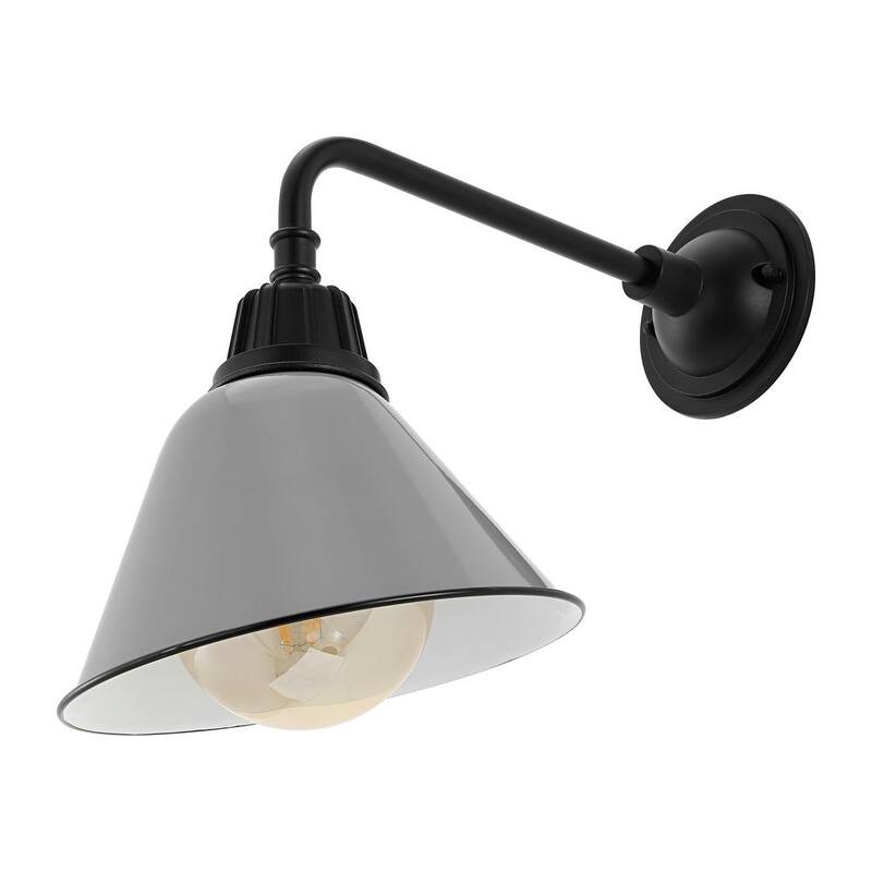JONATHAN y Croydon 9.63 pulgadas Gris 1 luz Granero Industrial de estilo granero Interior/Exterior Lámpara de Pared Exterior de Brazo Flexible de Hierro con LED - JYL7612D