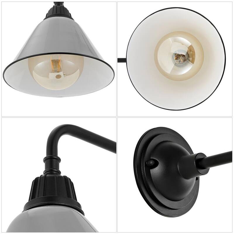JONATHAN y Croydon 9.63 pulgadas Gris 1 luz Granero Industrial de estilo granero Interior/Exterior Lámpara de Pared Exterior de Brazo Flexible de Hierro con LED - JYL7612D