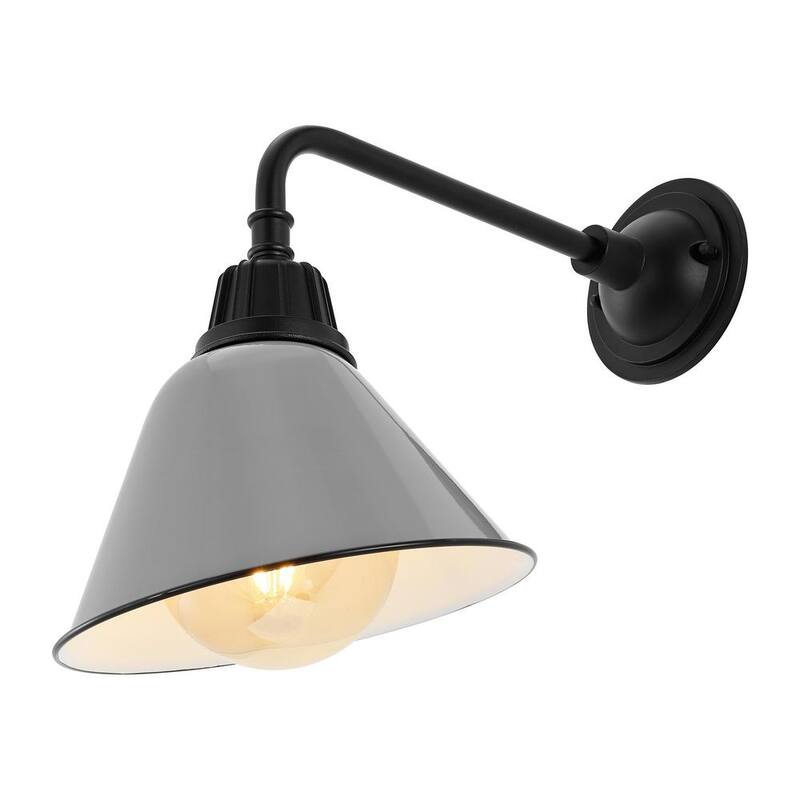 JONATHAN y Croydon 9.63 pulgadas Gris 1 luz Granero Industrial de estilo granero Interior/Exterior Lámpara de Pared Exterior de Brazo Flexible de Hierro con LED - JYL7612D