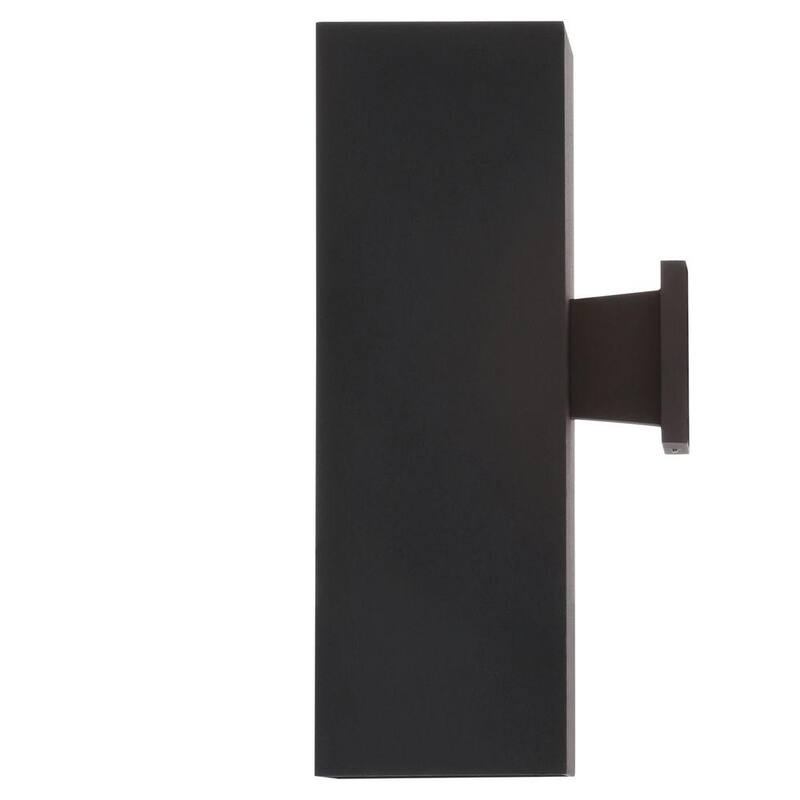 Lámpara de pared moderna negra cuadrada de 6" con dos luces de Progress Lighting para espacios exteriores con salida de luz hacia arriba y hacia abajo - P5644-31