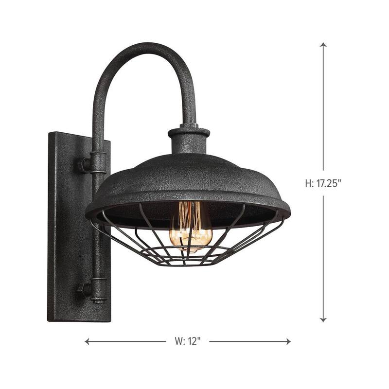 Generación de Iluminación Lennex 1-Luz Linterna de Pared de Metal Gris Acabado Aluzinc para Exteriores de 17.25 pulg. - WB1828SGM