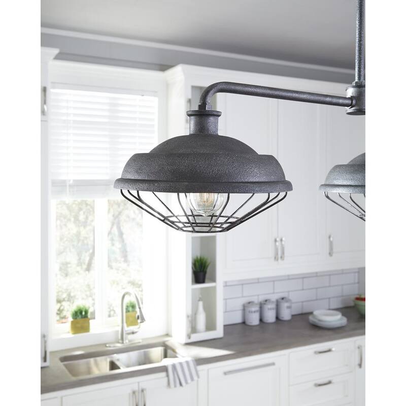 Generación de Iluminación Lennex 1-Luz Linterna de Pared de Metal Gris Acabado Aluzinc para Exteriores de 17.25 pulg. - WB1828SGM