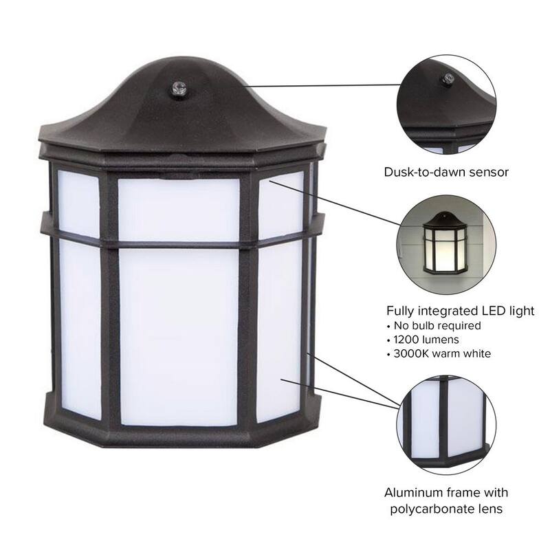 Lámpara de pared para exterior Maxxima de 1 luz en negro con sensor de anochecer a amanecer - MEL-23100W