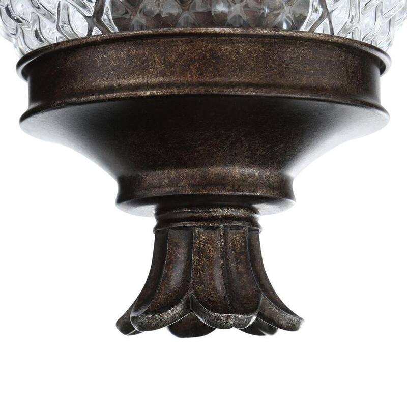 Lámpara de pared exterior para cochera Monteaux Lighting de 3 luces con diseño de piña en bronce y cristal estampado - BL0121113-3-M