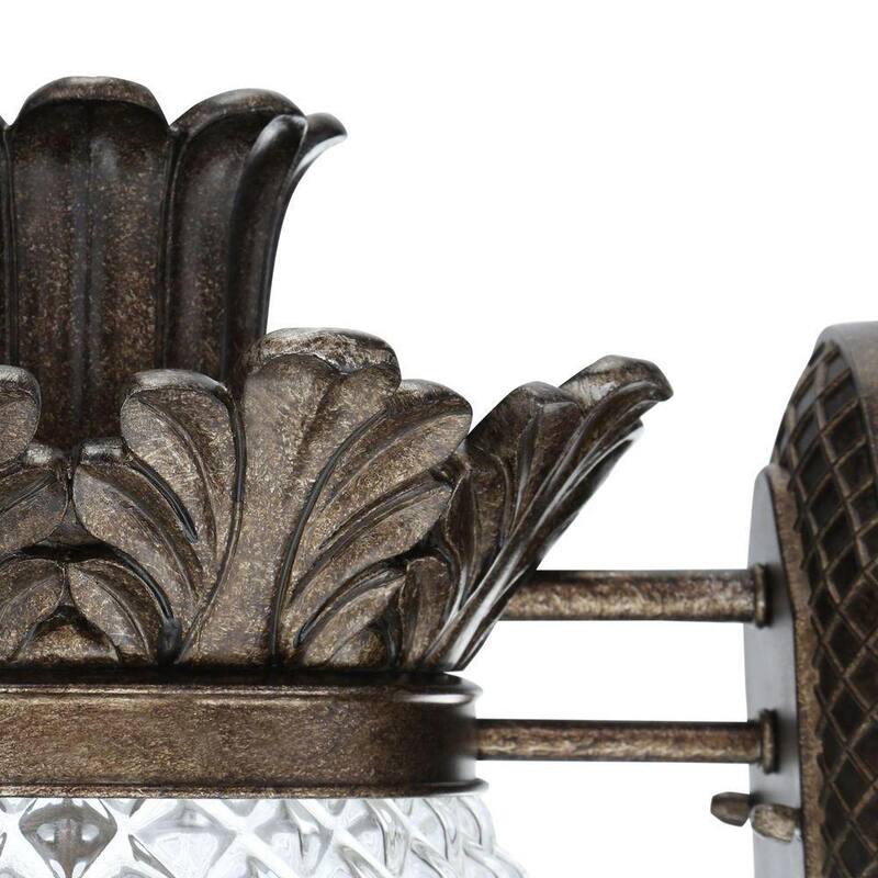 Lámpara de pared exterior para cochera Monteaux Lighting de 3 luces con diseño de piña en bronce y cristal estampado - BL0121113-3-M