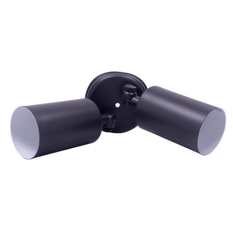 Lámpara de pared exterior tipo linterna de doble bala NICOR de 50 watts y 2 luces en color negro - 11521