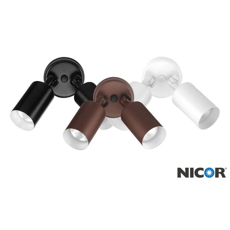 Lámpara de pared exterior tipo linterna de doble bala NICOR de 50 watts y 2 luces en color negro - 11521