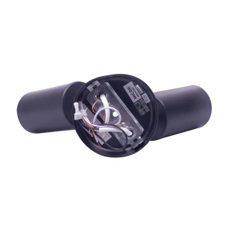 Lámpara de pared exterior tipo linterna de doble bala NICOR de 50 watts y 2 luces en color negro - 11521