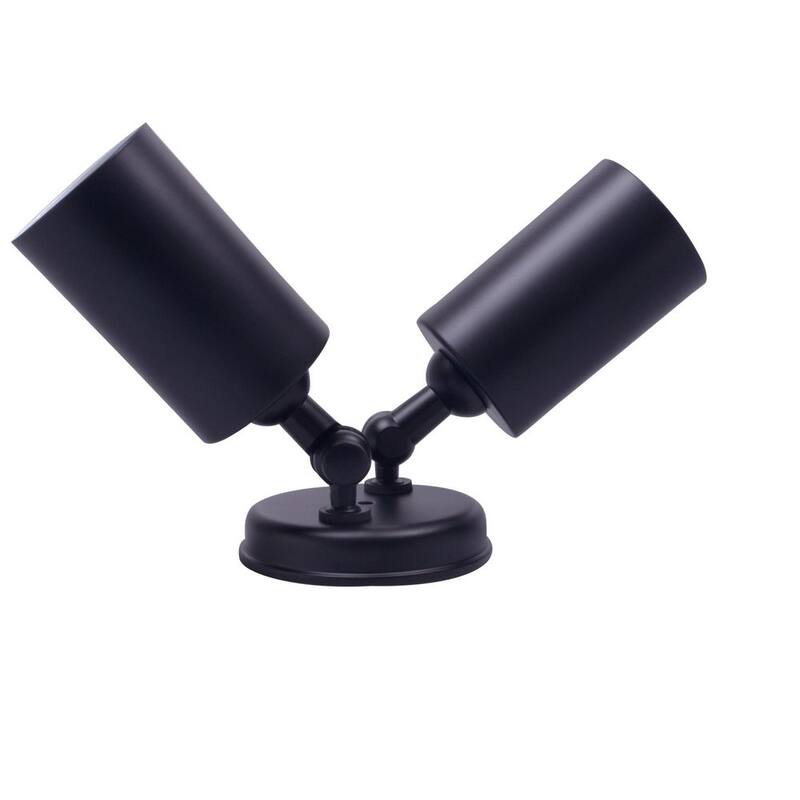Lámpara de pared exterior tipo linterna de doble bala NICOR de 50 watts y 2 luces en color negro - 11521