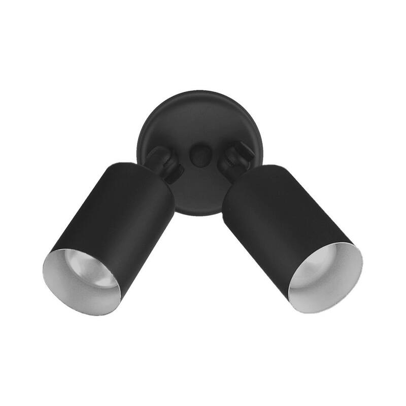 Lámpara de pared exterior tipo linterna de doble bala NICOR de 50 watts y 2 luces en color negro - 11521