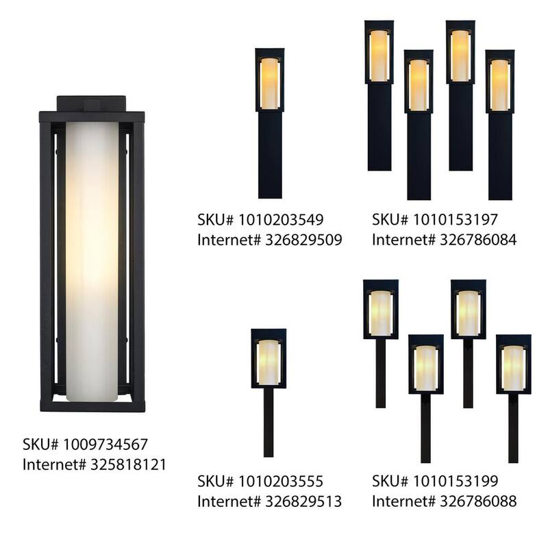 Colección de Decoradores de Hogar Aberdeen 18.75 pulg. 1 Luz Aplique de Pared Exterior Negro con Pantallas Exteriores Claras e Interiores de Cristal Esmerilado - 51462 BK