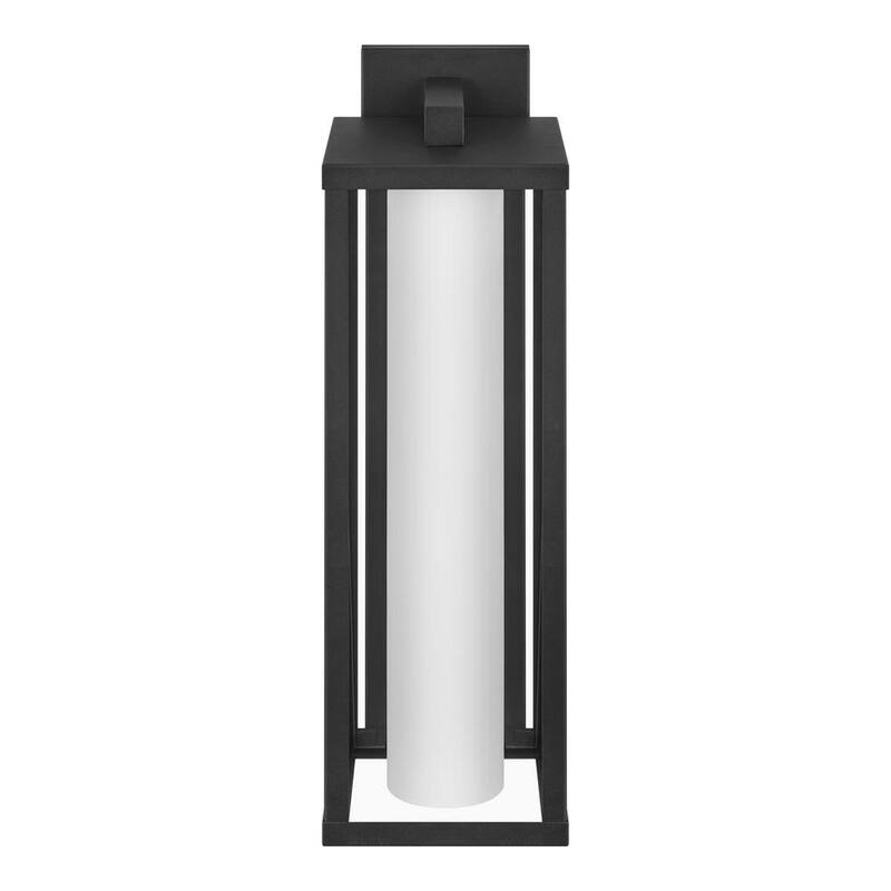 Colección de Decoradores de Hogar Aberdeen 18.75 pulg. 1 Luz Aplique de Pared Exterior Negro con Pantallas Exteriores Claras e Interiores de Cristal Esmerilado - 51462 BK