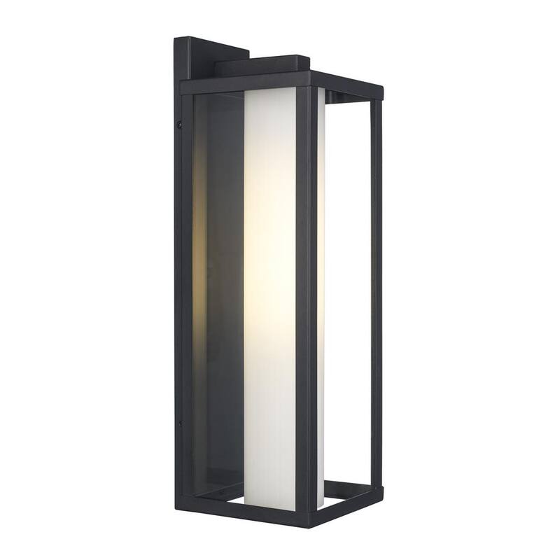 Colección de Decoradores de Hogar Aberdeen 18.75 pulg. 1 Luz Aplique de Pared Exterior Negro con Pantallas Exteriores Claras e Interiores de Cristal Esmerilado - 51462 BK