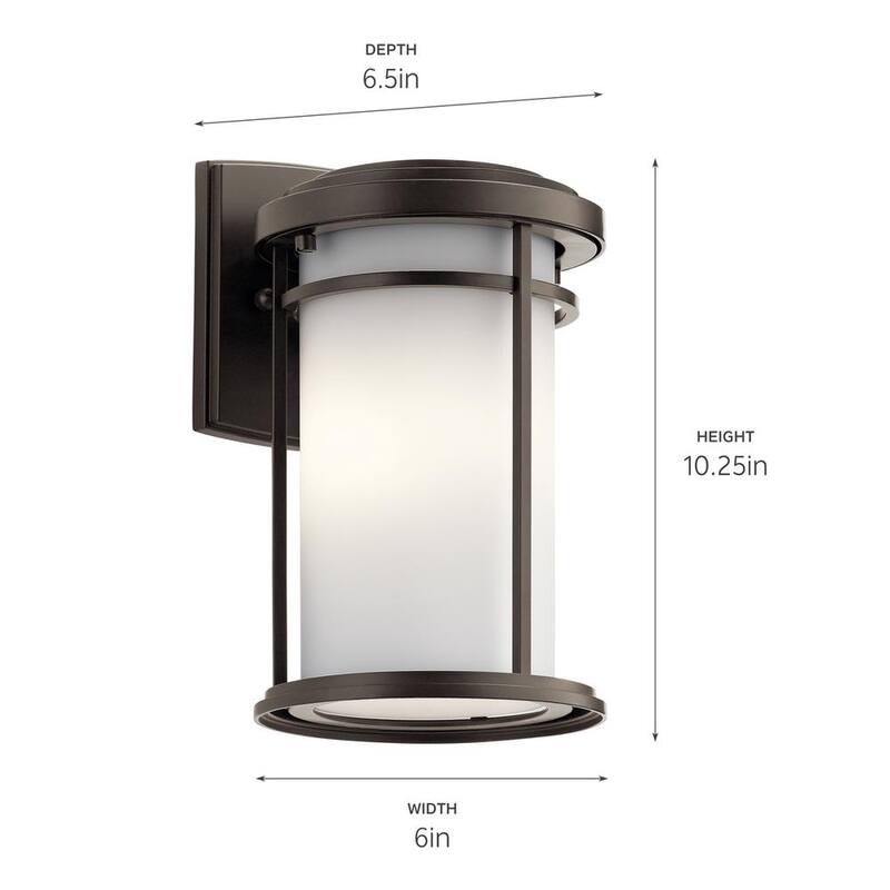 KICHLER Toman 10.25 pulgadas 1-Luz Linterna de Pared con No Incluye Bombillas (1-Pack) - Bronce Antiguo para Exteriores de Cableado Duro - 49686OZ