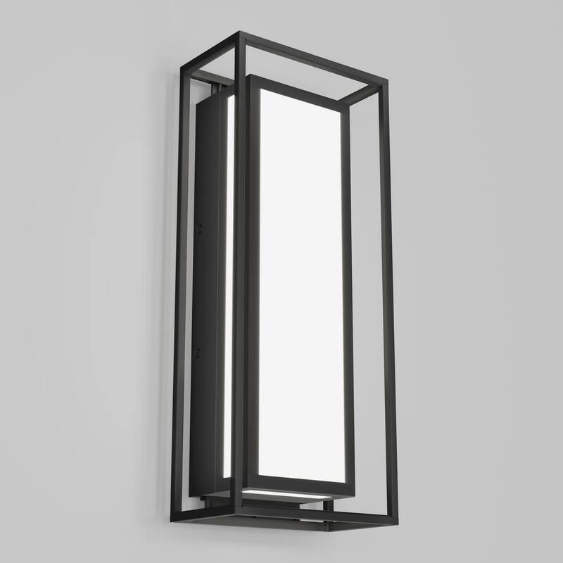 Linterna de Pared de Gran Tamaño Moderna Negra Fantasma Artika con LED Integrado para Exteriores, Conexión Dura para Garaje y Porche - OUT-GH-MB10