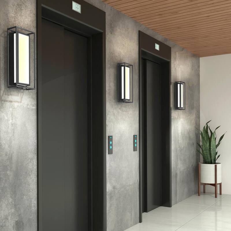 Linterna de Pared de Gran Tamaño Moderna Negra Fantasma Artika con LED Integrado para Exteriores, Conexión Dura para Garaje y Porche - OUT-GH-MB10