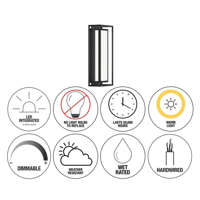 Linterna de Pared de Gran Tamaño Moderna Negra Fantasma Artika con LED Integrado para Exteriores, Conexión Dura para Garaje y Porche - OUT-GH-MB10