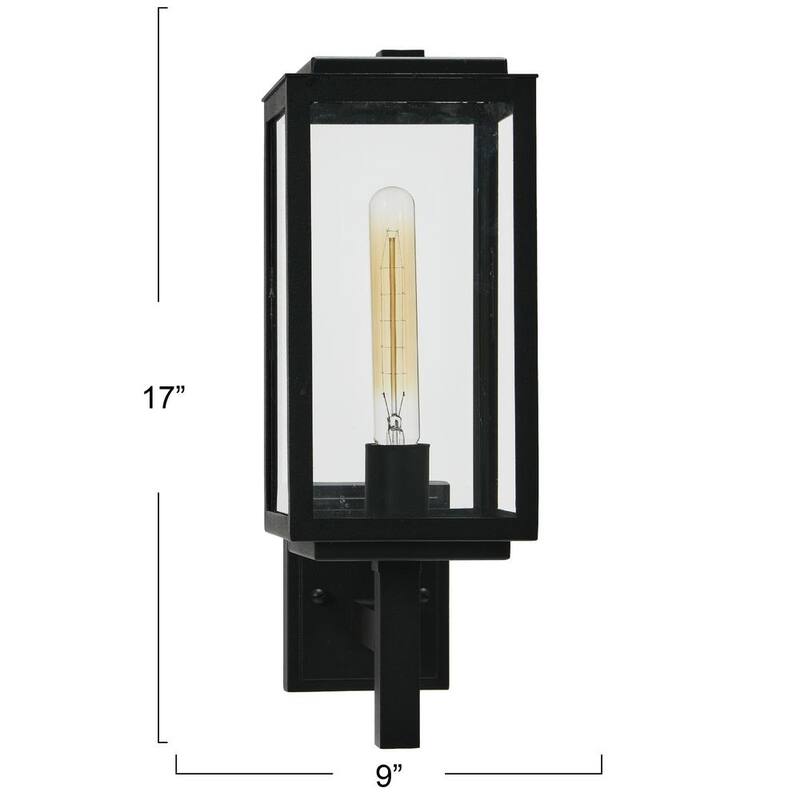 Robert Stevenson Iluminación Addison - Linterna de pared exterior de 1 luz en negro texturizado con pantalla de cristal transparente - EC1239