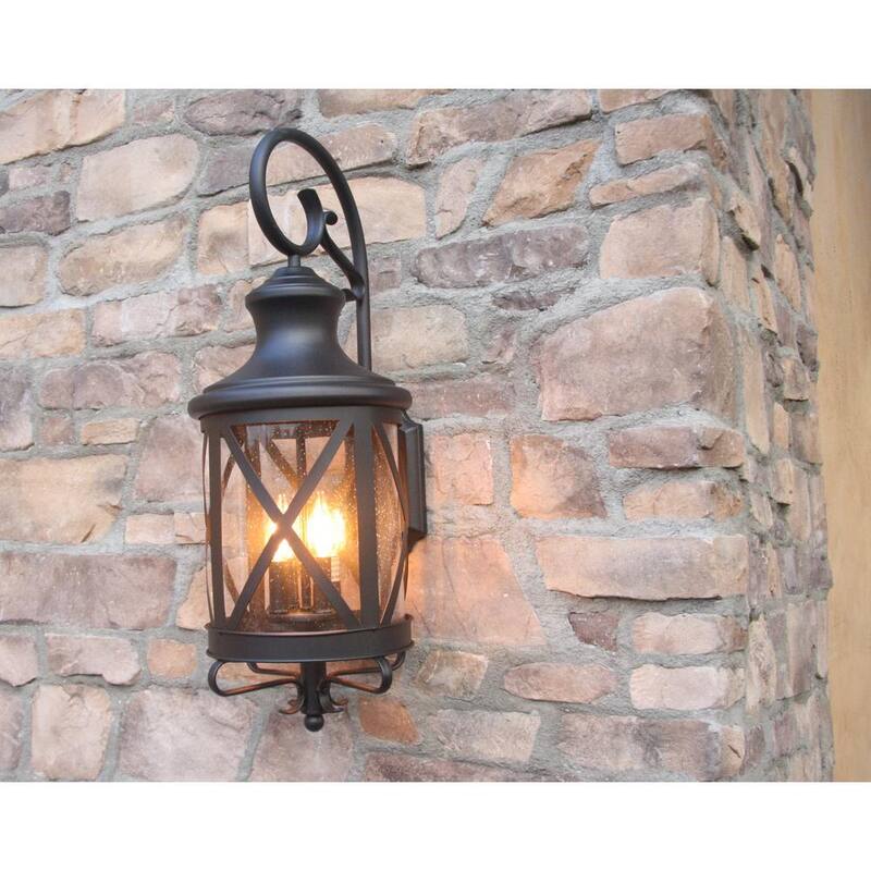 Sistema de montaje en pared exterior para granero Unbranded Taysom de 3 luces en negro - EL543BL-M