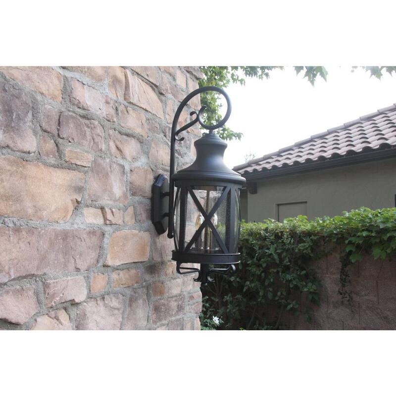 Sistema de montaje en pared exterior para granero Unbranded Taysom de 3 luces en negro - EL543BL-M