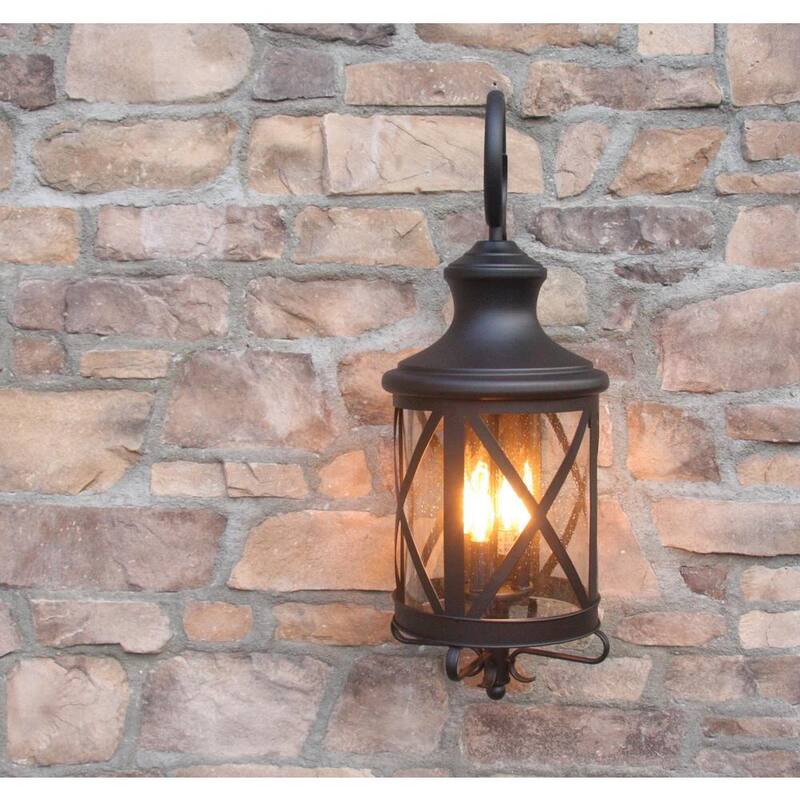 Sistema de montaje en pared exterior para granero Unbranded Taysom de 3 luces en negro - EL543BL-M