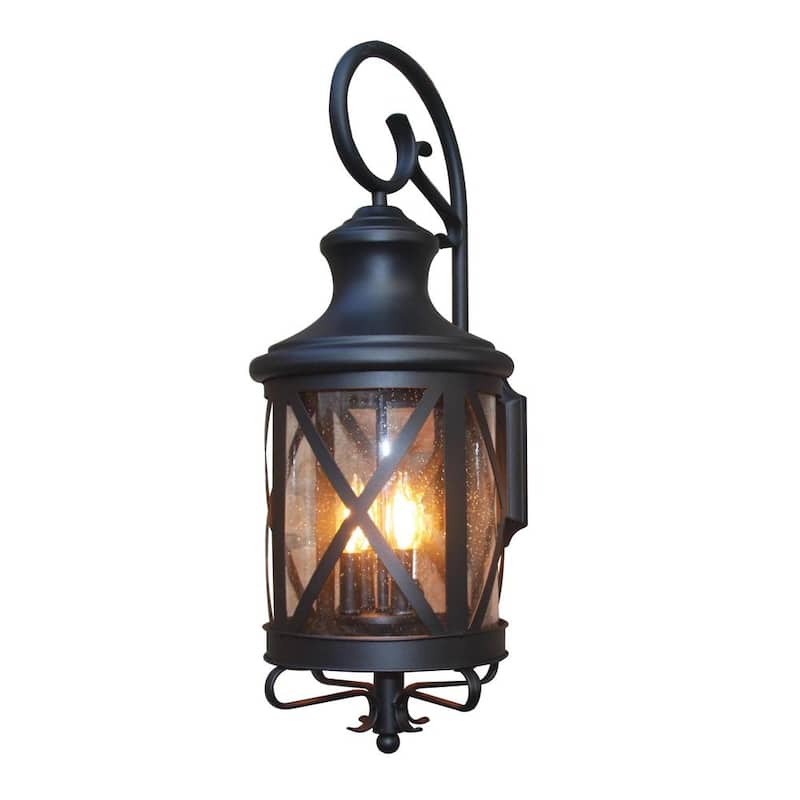 Sistema de montaje en pared exterior para granero Unbranded Taysom de 3 luces en negro - EL543BL-M