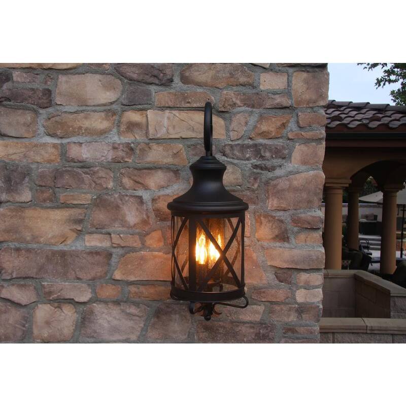 Sistema de montaje en pared exterior para granero Unbranded Taysom de 3 luces en negro - EL543BL-M