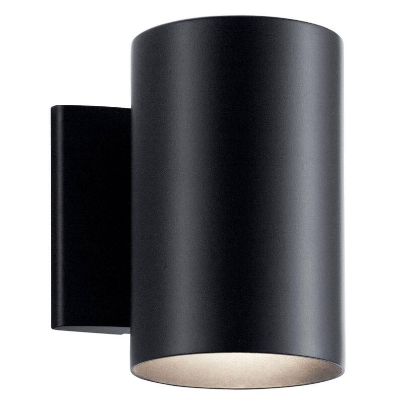 Lámpara de pared estilo linterna KICHLER Independence de 7 pulgadas con cableado duro para exteriores en negro y 1 luz, no incluye focos (paquete de 1) - 9234BK