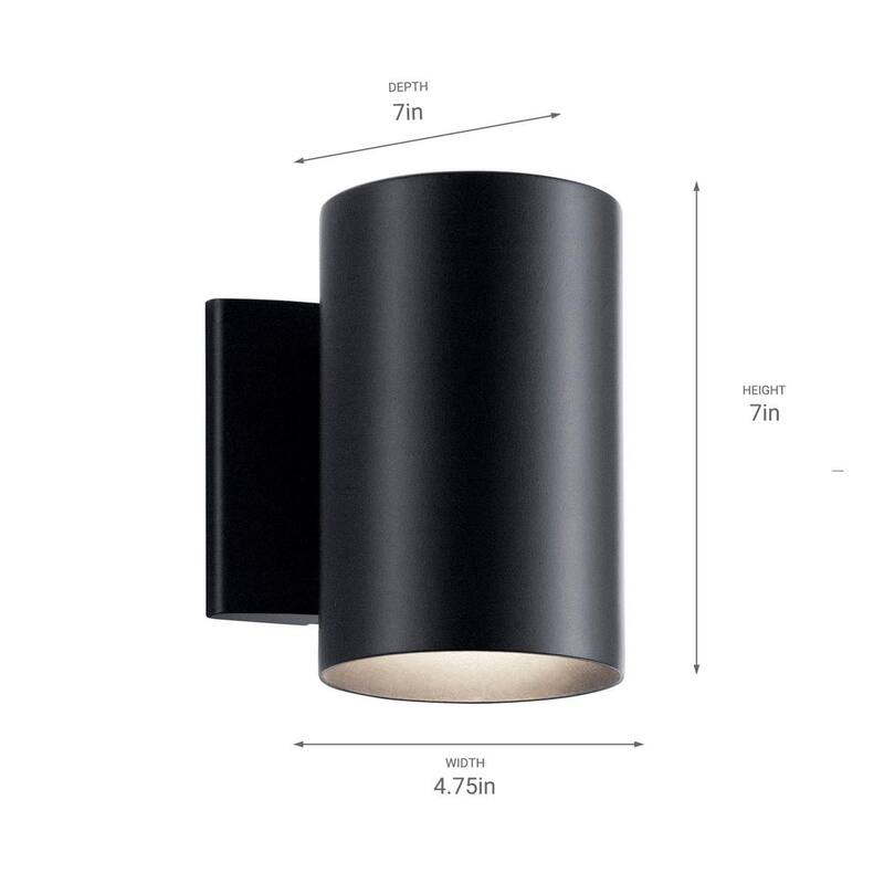 Lámpara de pared estilo linterna KICHLER Independence de 7 pulgadas con cableado duro para exteriores en negro y 1 luz, no incluye focos (paquete de 1) - 9234BK