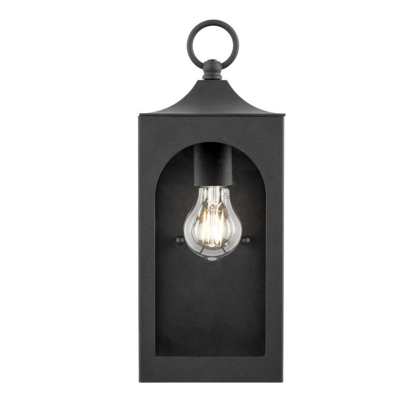 Luminaria de pared exterior negra de 1 luz con cristal transparente Hampton Bay Tremont de 10.3 pulgadas - W190427-1SS