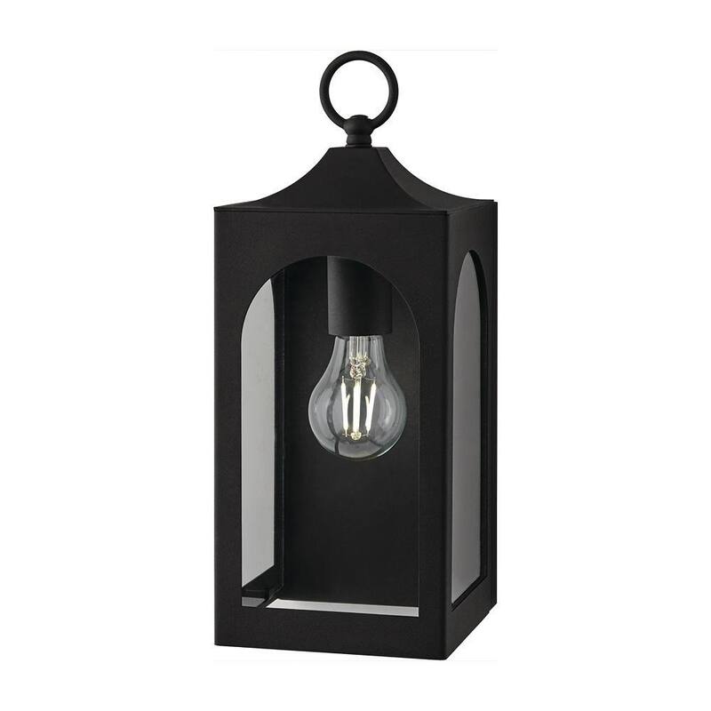 Luminaria de pared exterior negra de 1 luz con cristal transparente Hampton Bay Tremont de 10.3 pulgadas - W190427-1SS