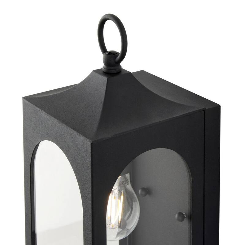 Luminaria de pared exterior negra de 1 luz con cristal transparente Hampton Bay Tremont de 10.3 pulgadas - W190427-1SS