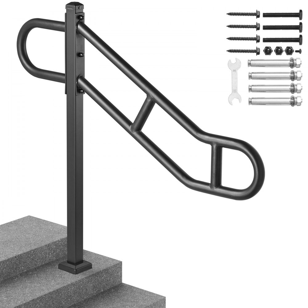 VEVOR Single Post Handrail for Outdoor 1-3 Step 40.5" Stair Handrail Floor Mount - LZKFSHS405INENIH7V0