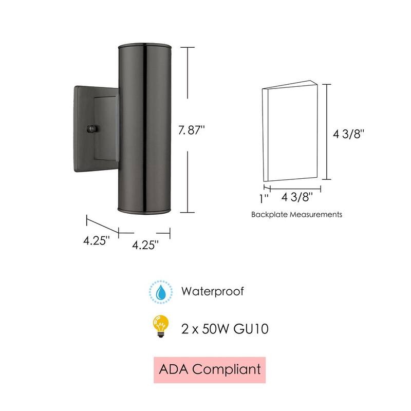 Aplique de pared exterior con cableado Eglo Riga 4.25 in. An x 7.875 in. Al, 2 luces, color negro con pantallas de vidrio - 200033A
