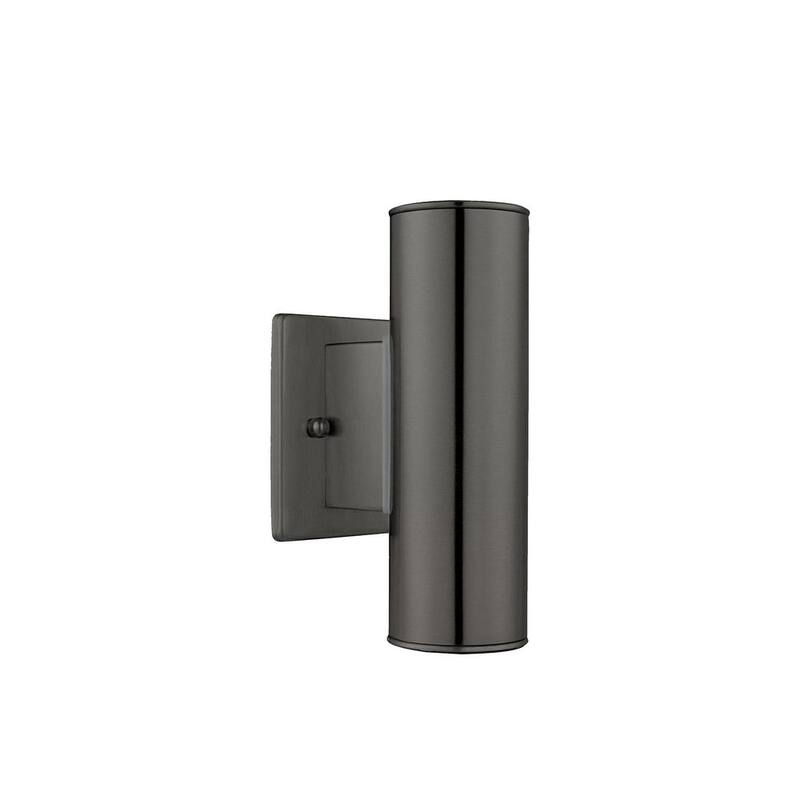 Aplique de pared exterior con cableado Eglo Riga 4.25 in. An x 7.875 in. Al, 2 luces, color negro con pantallas de vidrio - 200033A