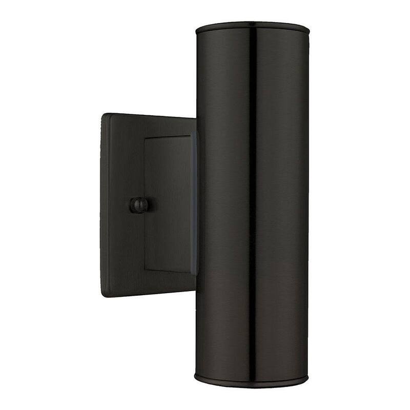 Aplique de pared exterior con cableado Eglo Riga 4.25 in. An x 7.875 in. Al, 2 luces, color negro con pantallas de vidrio - 200033A