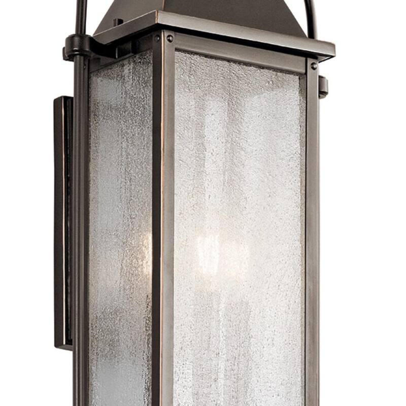 Lámpara de pared para exteriores KICHLER Harbor Row de 3 luces en bronce antiguo con cableado duro y sin bombillas incluidas (paquete de 1) - 49715OZ