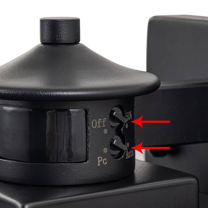 Lámpara de pared de exterior con sensor de movimiento y sensor de luz al amanecer C Cattleya de 1 luz en color negro con cableado duro y sin bombilla incluida (paquete de 2) - HCA2426-2W