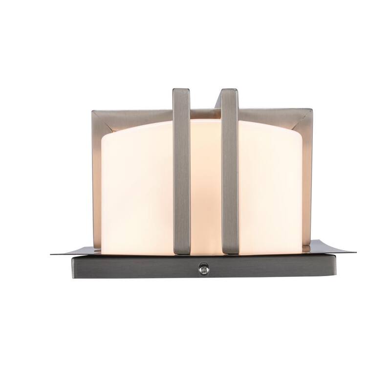 Lámpara de pared exterior moderna de acero Doheny de Bel Air Lighting con 1 luz y pantalla de acrílico opalino - 40280 ST.